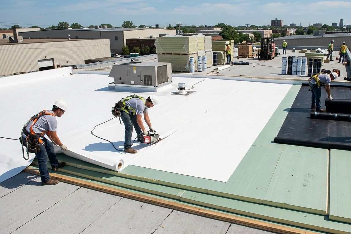 Protective Roof Coating Application  Complete Flat Roof Replacement